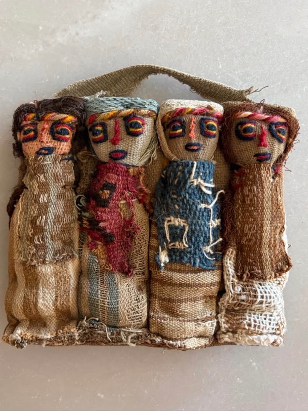 Handmade Multicolor Textile Wall Dolls - Rustic Fabric Art